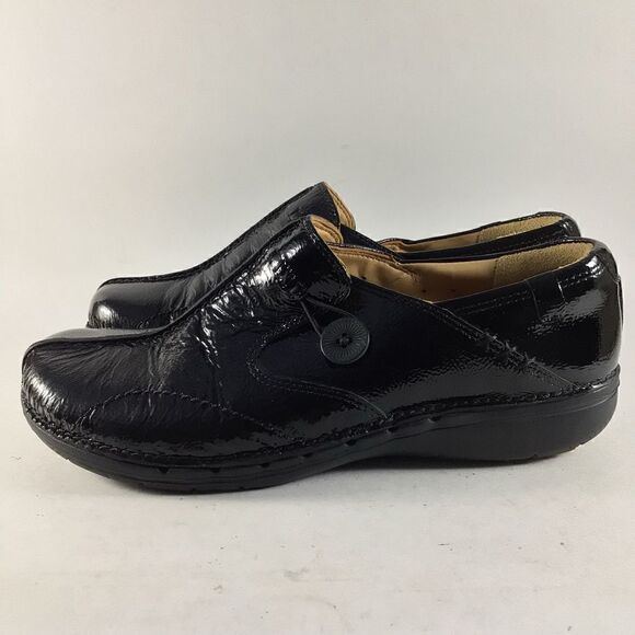 Clarks unstructured unloop womens shoes patent leather loafers black size 7.5 W - Picture 3 of 8